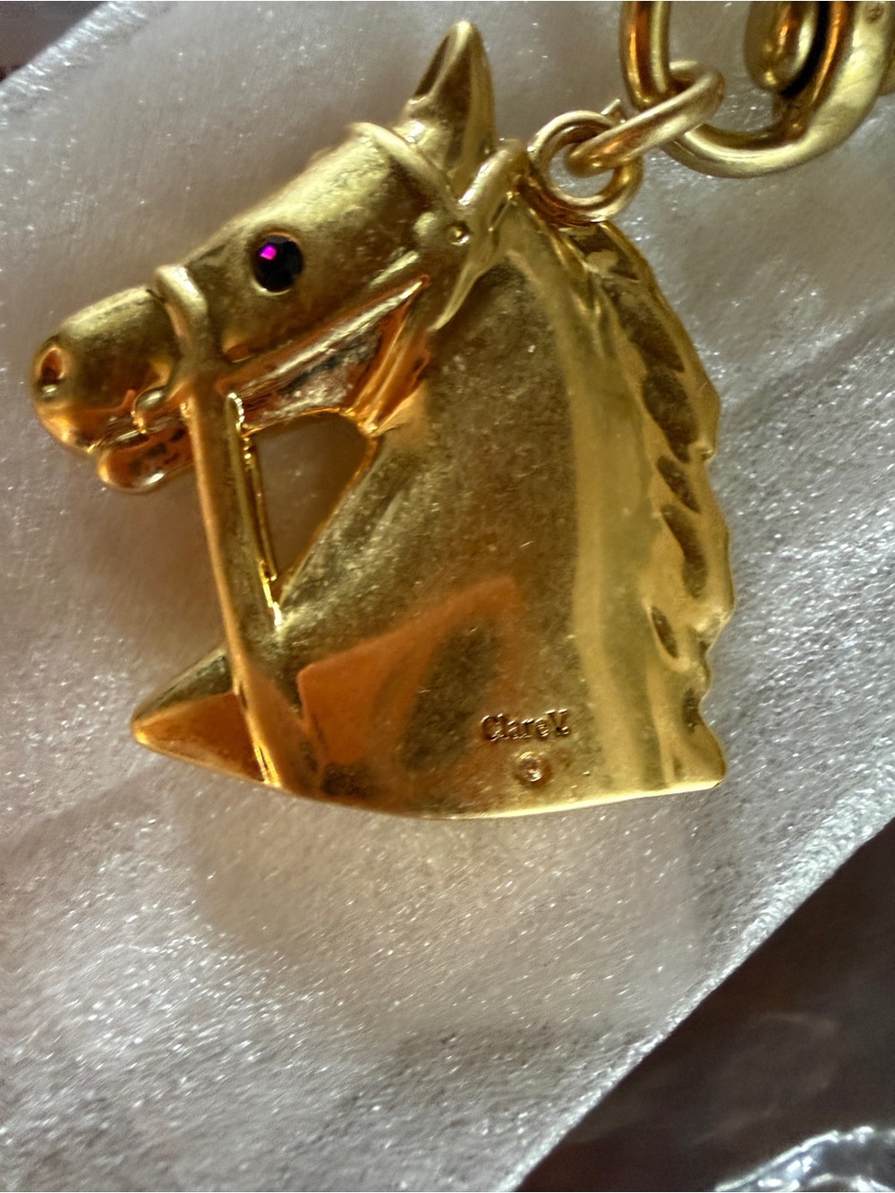 Clare V Vintage Gold Le Cheval Horse Bag Fob - Picture 3 of 4